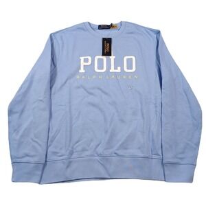 Polo Ralph Lauren‎ Sweatshirt Mens Medium Light Blue Polo Spellout Fleece $138